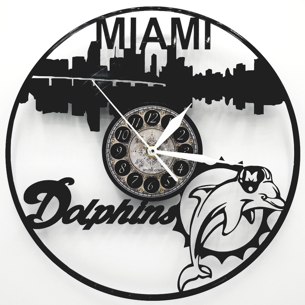 Miami Dolphins Vinyl Record Clock - Makes A Unique Wall Art Gift For Any Fan.